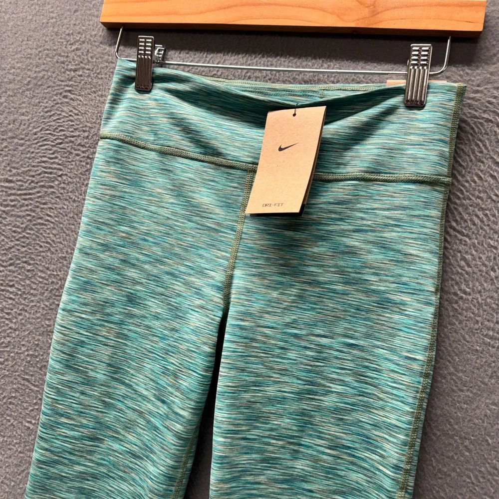 Nike Leggings Kids Girls Large One Dri-FIT Teal Space Dye Activewear Gym NEW